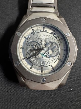 Reloj Hublot Cronógrafo Esqueleto Gris/Plata