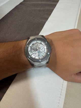 Reloj Hublot Cronógrafo Esqueleto Gris/Plata