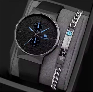 Set 2 uds. Reloj SHAARMS Cuarzo Negro/Plata