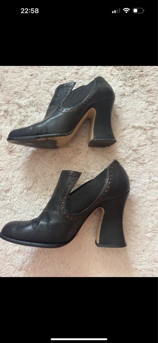 Zapatos tacón grueso piel negro  Angari