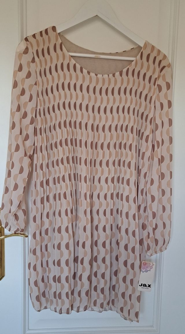 Vestido J&X lunares plisado manga larga