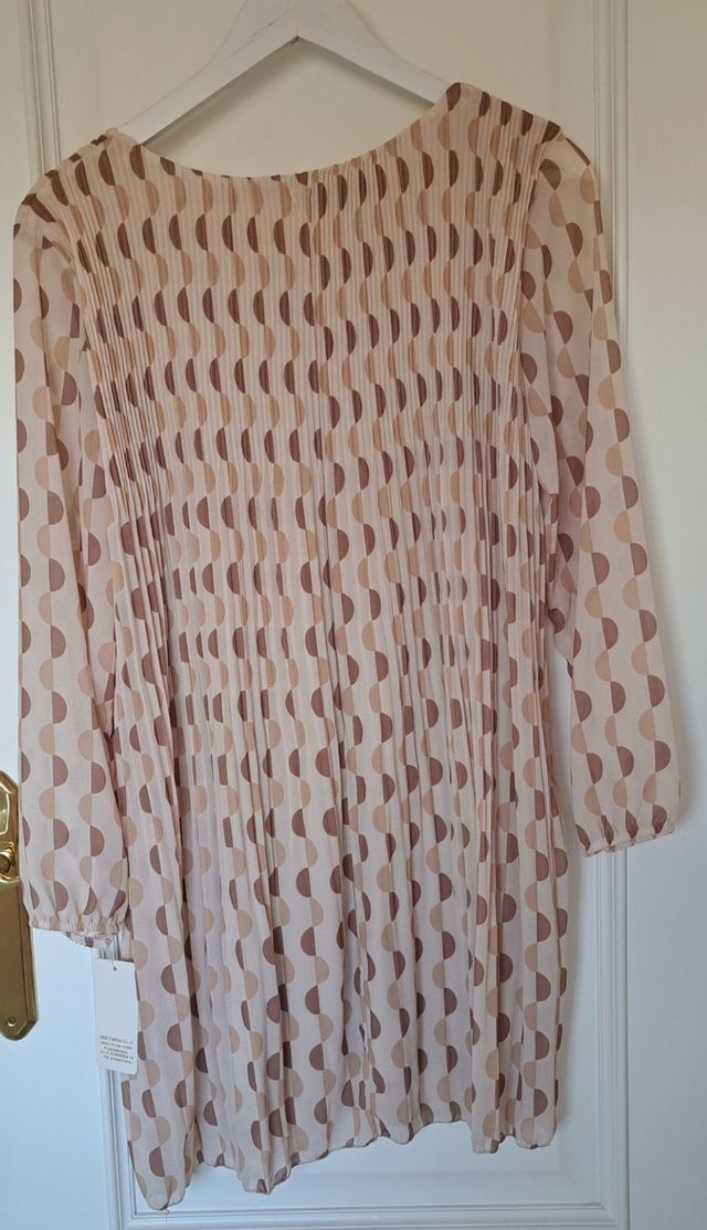 Vestido J&X lunares plisado manga larga