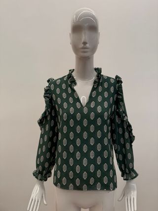 Blusa verde con estampado blanco talla única
