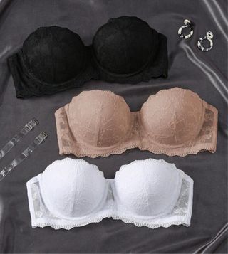 Set 3 Sujetadores Strapless Encaje + Tirantes