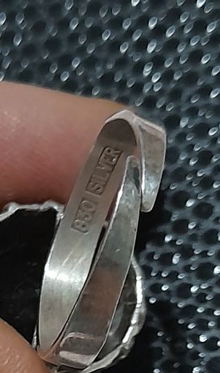 Anillo Plata Cuarzo Ahumado Años 70 Finlandia