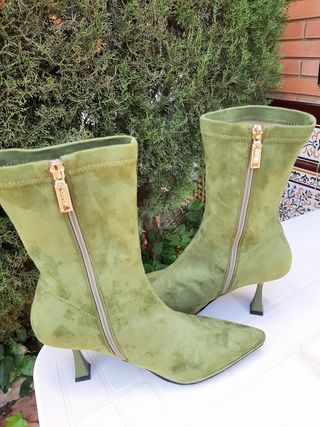 Botines Cuplé Verdes Tacón