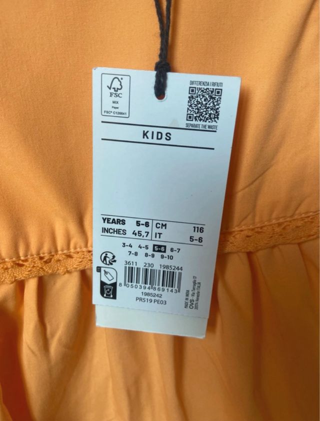 Vestido de verano para niña naranja