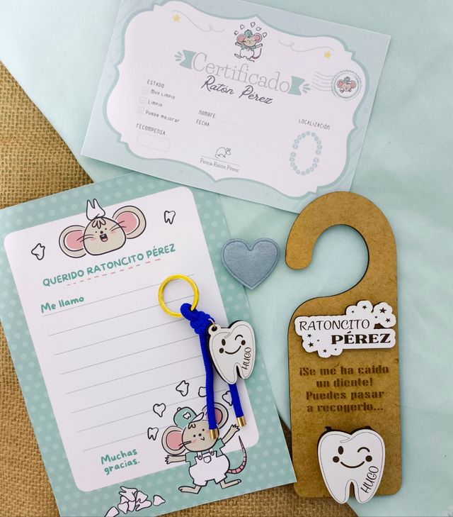 Colgador Ratón Pérez con diente y llavero