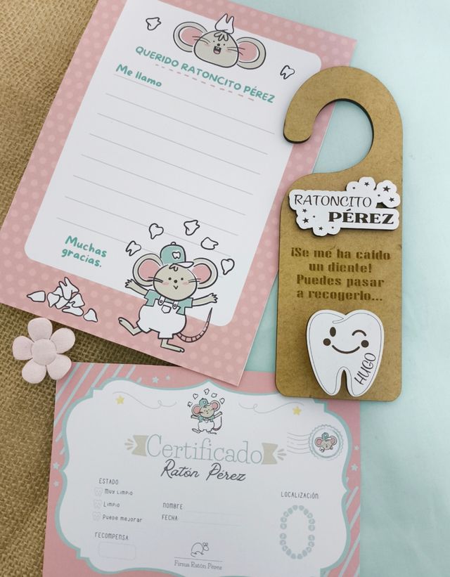 Colgador Ratón Pérez con diente y llavero