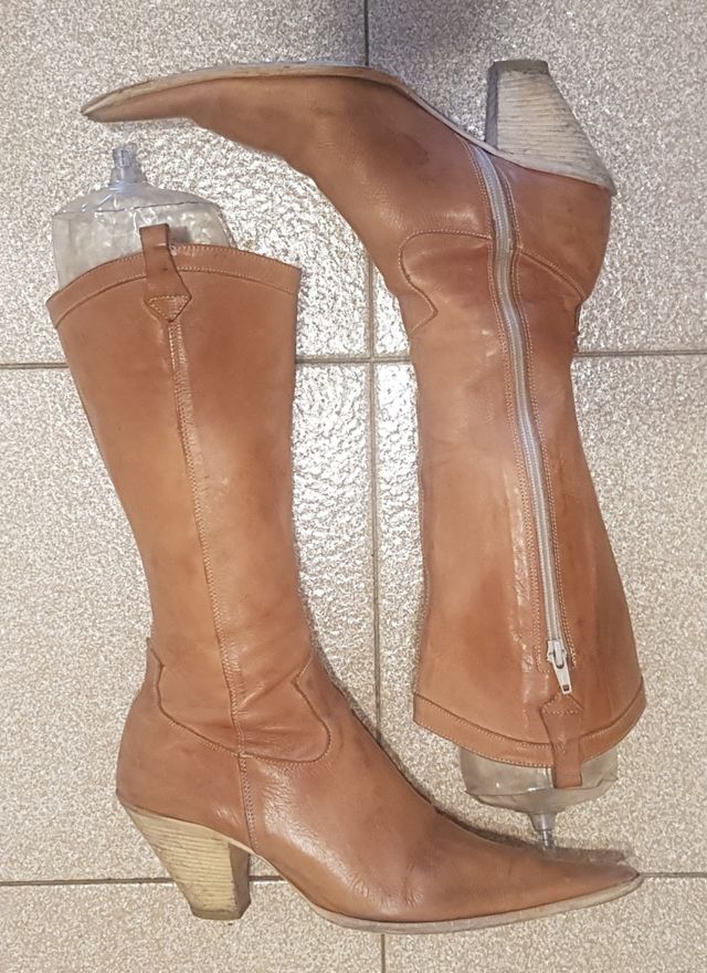 Stivali in pelle marrone tg 37