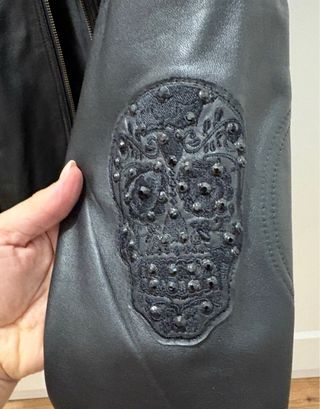 Chaqueta de cuero moto negra