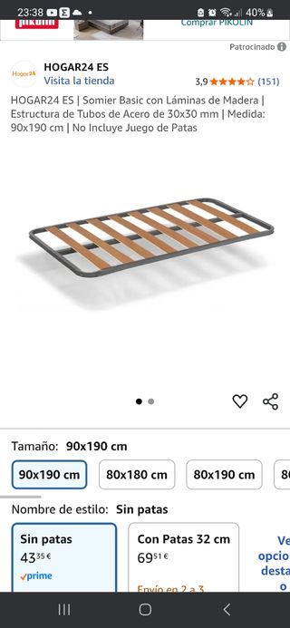 Somier HOGAR24 ES Basic 90x190 cm