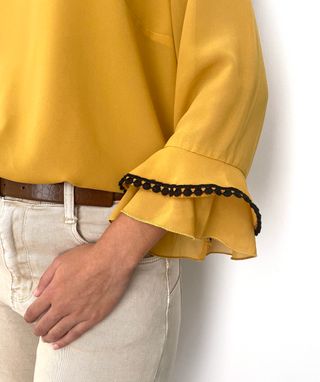 Mustard Swing Blouse Flounced Sleeve || 44-46 