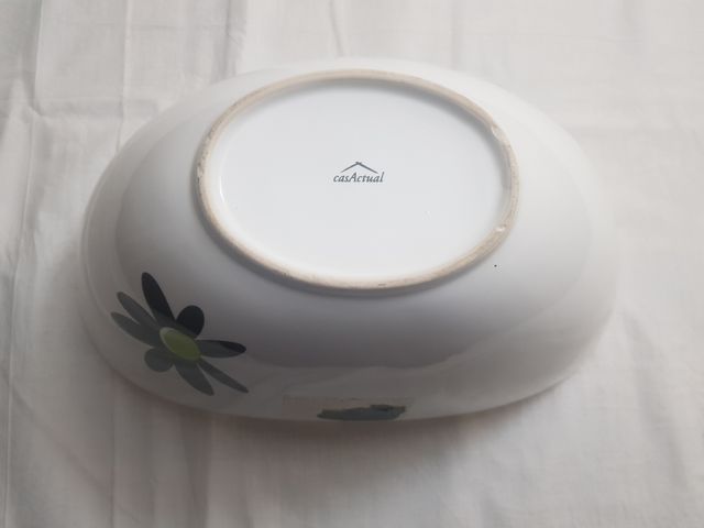 Frutero porcelánico blanco con asas