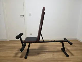 Banca plegable + mancuernas (20kg + 10kg + 4kg)