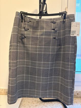 Falda H&M cuadros gris Talla M