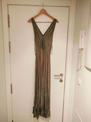 Vestido Zara Jacquard Verde Oliva