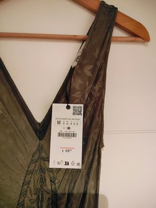 Vestido Zara Jacquard Verde Oliva