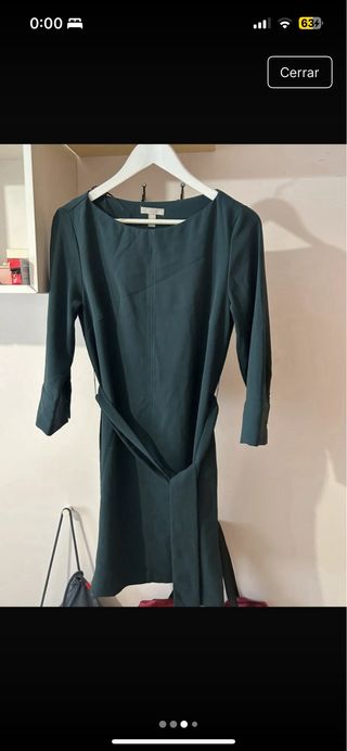 Vestido de H&M verde oscuro con cinturón 