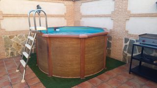 Piscina desmontable aluminio imitación madera 250