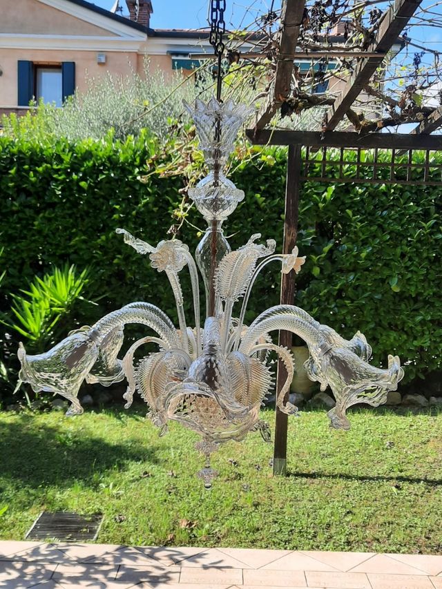 6 luci cristallo e foglia d'oro Murano