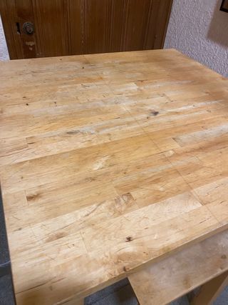 Mesa alta madera maciza con 2 taburetes