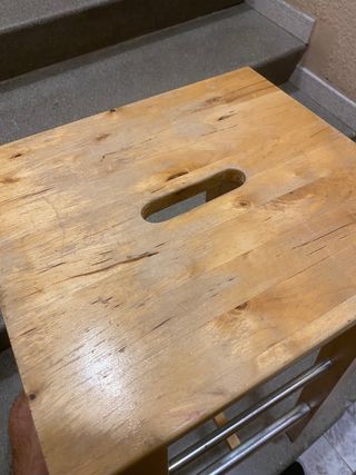 Mesa alta madera maciza con 2 taburetes