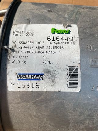 Silencioso VW Golf II Syncro.Nuevo!!