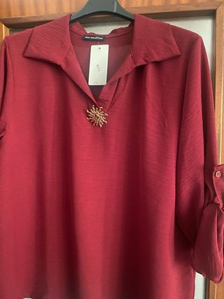 Blusa marrón y roja talla única