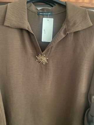 Blusa marrón y roja talla única