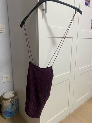 Top Morado Brillante Tirantes Finos