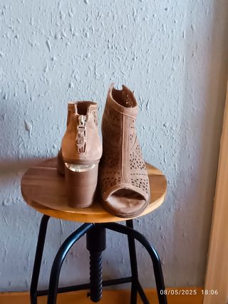 Botines piel ante beige/marrón T.39