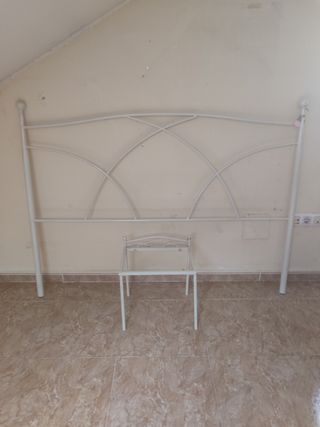 Cabecero y mesita forja blanco