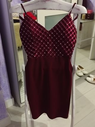  Lote Vestido  negro rojo y burdeos