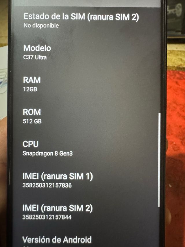 C37 Ultra 512GB Negro Android 12GB RAM 5G