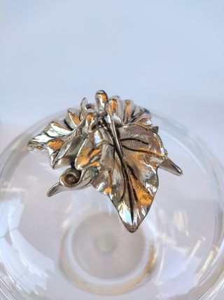 Vaso in cristallo con decoro foglia argentata Ardé