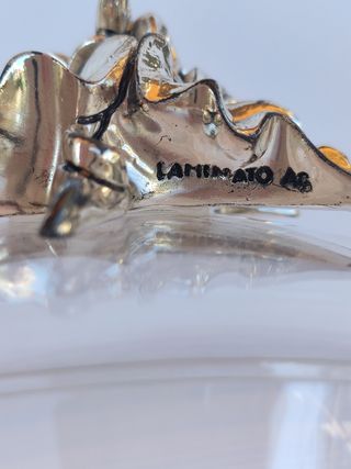 Vaso in cristallo con decoro foglia argentata Ardé