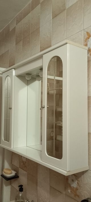 Armario baño madera y cristal