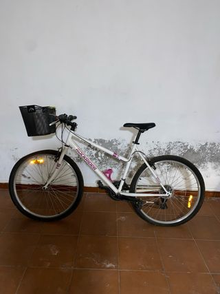 Dos Bicicletas Rockrider blancas con cesta