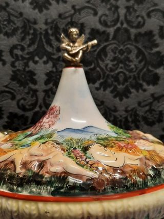 Carillon Portasigarette Ceramica Capodimonte