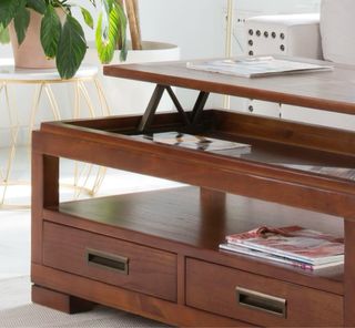 Tavolo Mesa sollevabile in legno massello color teak