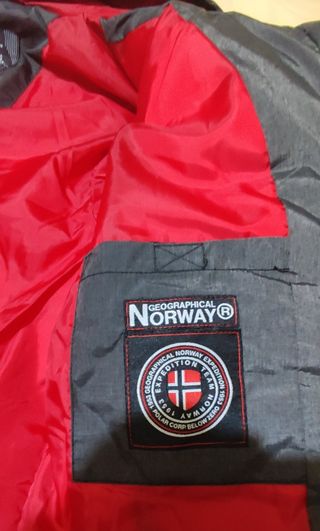 Plumífero Geographical Norway, gris y rojo 