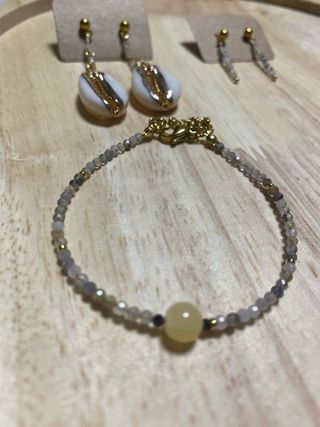 Pulsera y Pendientes Cuarzo Rutilo A.Inox