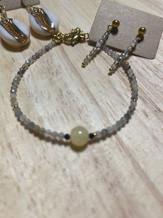 Pulsera y Pendientes Cuarzo Rutilo A.Inox