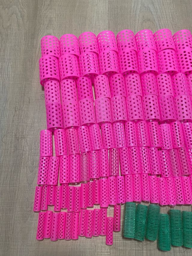 Rulos para el pelo (verdes y rosas)