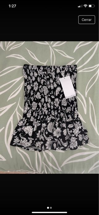 Falda corta Bershka negra y blanca T.XS