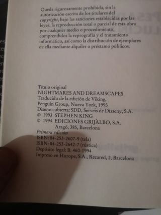 Pesadillas y Alucinaciones Stephen King 