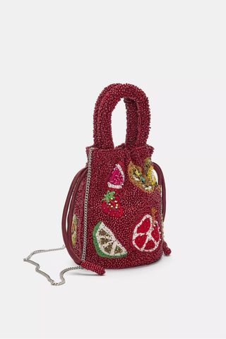 Bolso bombonera abalorios frutas