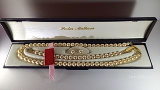 Conjunto Perlas Mallorca Collar Pendientes y pulse