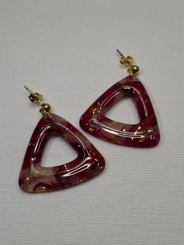 Pendientes Triángulo burdeos